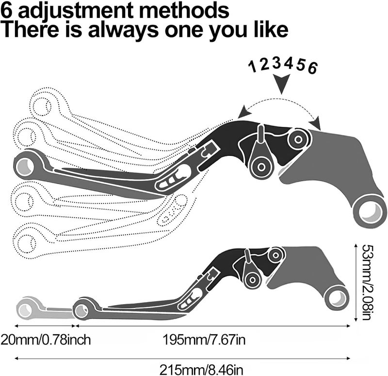 XIDAODIT for Kawasaki NINJA500 Ninja 500 Z500 Z 500 SE 2024 2025 Motorcycle Clutch Lever Adjustable Handlebars Brake and Clutch Levers Set (Black) - Image 5